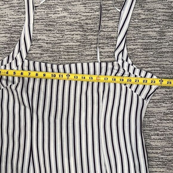 NWT ANTHROPOLOGIE SQUARE NECK GAUZE MINI DRESS Navy/White XL - Picture 9 of 14